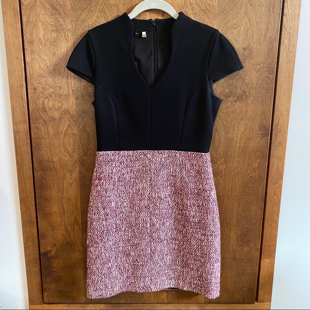 4C black & pink tweed sheath dress